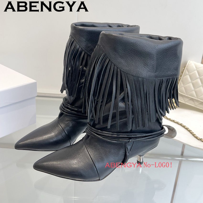 Ethnic Fashion Women - Stivali Chelsea con bordo in pelle
