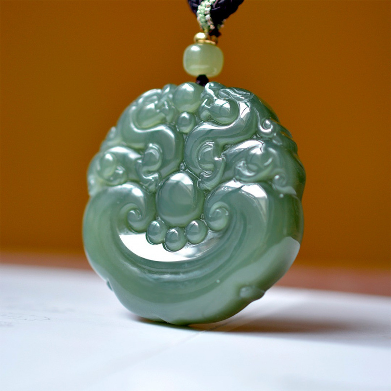 Go Ethnic Fashion - Ciondolo in Giada Hetian Naturale 